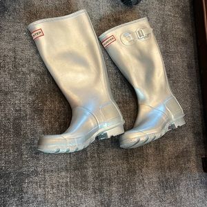 Hunters Tall Rain Boots Silver